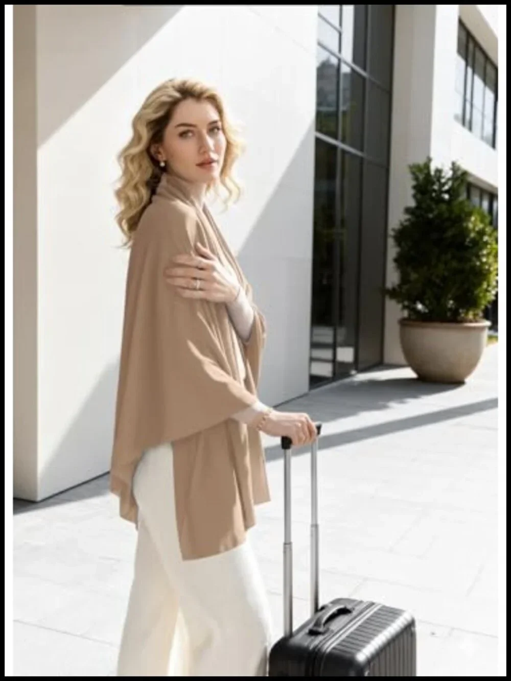 Wool Blend Travel Scarf Lightweight Wrap Pashmina Shawl Shawl